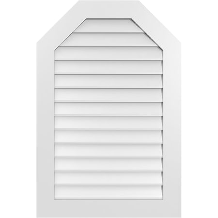 Ekena Millwork Octagonal Top Surface Mount PVC Gable Vent w/ 3-1/2"W x 1"P Standard Frame, 28"W x 42"H GVPOT28X4201SN